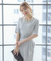 Retica/レティカ Retica ウエスト刺繍×フリル五部袖タイト膝丈スカートパーティードレス 大きいサイズ/507151840
