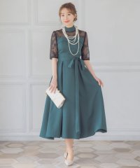 Retica/レティカ Retica ビスチェ風切り替えデザインフィッシュテールミモレ丈レーススリーブ結婚式パーティードレス 大きいサイズ/507151846