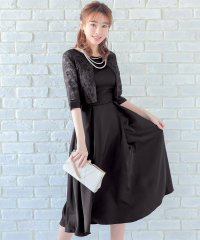 Retica/レティカ Retica パーティードレス 花柄レースケープ風 ハイウエストAラインスカート ワンピース 膝丈ドレス 結婚式 ドレス 大きいサイズ 20代 30代/507151850