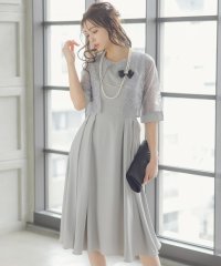 Retica/レティカ Retica 花柄レースケープ風 ハイウエストAラインスカート ワンピース 膝丈ドレス 結婚式 パーティードレス 大きいサイズ/507151850