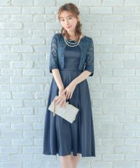 Retica/レティカ Retica パーティードレス 花柄レースケープ風 ハイウエストAラインスカート ワンピース 膝丈ドレス 結婚式 ドレス 大きいサイズ 20代 30代/507151850