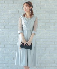 Retica/レティカ Retica サテン生地クロスデザインレース七分袖ミディアム丈パーティードレス 大きいサイズ/507151857