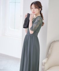 Retica/レティカ Retica フラワーレース刺繍ウエストマーク五分丈シフォンワイドパンツドレス 大きいサイズ/507151862