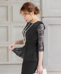 Retica/レティカ Retica レースウエストペプラムパンツハーフスリーブ 結婚式 パーティードレス 大きいサイズ/507151885