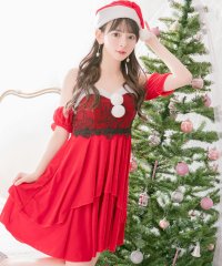 Tika/ティカ Tika クリスマスコスプレオープンショルダーベアトップティアードワンピースサンタコスチューム3点セット【返品不可商品】/507151960