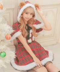 Tika/ティカ Tika ケープ付きガーリータータンチェックテディベアフレアスカートアニマルサンタコスプレ サンタコス 4点set【返品不可商品】/507152012