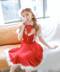 Tika/ティカ Tika ふわふわファー付きネックリボンバストカットフレアスカートクラシカルガーリー王道サンタコスプレ サンタコス 2点set【返品不可商品】/507152015