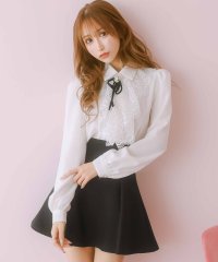 Tika/ティカ Tika ブローチ付き長袖ケミカルレースフリルブラウス×スカートパンツセットアップ韓国 ワンピース/507152266