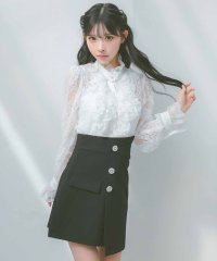Tika/ティカ Tika カップ付き キャミソール スタンド ネックフリル レース 長袖ブラウス×スカートパンツセットアップドレス 韓国 ワンピース/507152268
