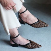 mirem/ミレム mirem Bi－color mesh flat pumps/507152458