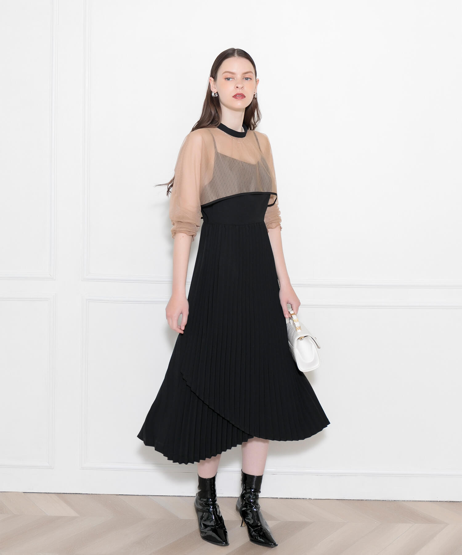 Leja ドレス 「LEJA」2WAYブラウスプリーツキャミワンピース