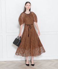 Leja/レジャ Leja パフスリーブウエストリボン総レースロングドレスワンピース美脚効果結婚式 パーティードレス20代 30代 40代/507152497
