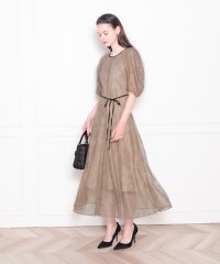 Leja/レジャ Leja パフスリーブウエストリボン総レースロングドレスワンピース美脚効果結婚式 パーティードレス20代 30代 40代/507152497