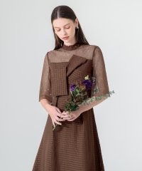 Leja/レジャ Leja ビスチェ風切り替えプチハイネック花柄シアーレースワッフル生地ロング丈美脚効果ドレス結婚式 パーティードレス成人式 20代 30代 40代/507152506