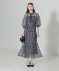 Leja/レジャ Leja リボン付きパフスリーブシアーボレロ刺繍レースマーメイドシルエットキャミワンピースセットアップ美脚効果ドレス結婚式 パーティードレス20代 30/507152512