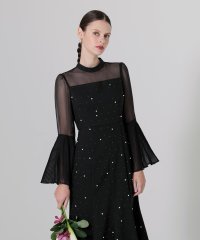 Leja/レジャ Leja パールビジュー付き透け感プリーツフレアスリーブビーズマーメイドシルエットワンピースドレス結婚式 パーティードレス 20代 30代 40代/507152517