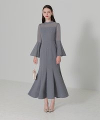 Leja/レジャ Leja パールビジュー付き透け感プリーツフレアスリーブビーズマーメイドシルエットワンピースドレス結婚式 パーティードレス 20代 30代 40代/507152517