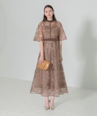 Leja/レジャ Leja スパンコール花柄刺繍プチハイネックウエストマークAラインワンピース美脚効果ドレス結婚式 パーティードレス 20代 30代 40代/507152520