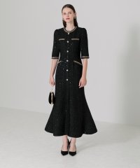 Leja/レジャ Leja ラメ混ツイードレザーパイピングパール釦スパンコール刺しゅうマーメイドシルエットロング丈ドレスワンピース美脚効果結婚式 パーティードレス 成人式/507152526
