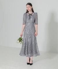 Leja/レジャ Leja 刺繍レース配色パイピングショルダーフリルマーメイドシルエット美脚効果ドレス結婚式 パーティードレス 20代 30代 40代/507152535