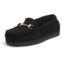 antelope/アンテロープ antelope モカシンシューズ 靴 レディース ファー ビット金具 フラット 黒 モカ ムートン 暖かい スエード モコモコ 履きやすい/507152616