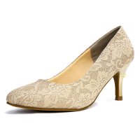 CAVOUR/カヴール CAVOUR パンプス レース グリッター パール アーモンドトゥ ハイヒール3e/507152645