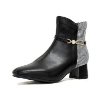 CAVOUR/カヴール CAVOUR ショートブーツ スクエア ビジュー ベルト金具 チャンキーヒール 3e/507152658