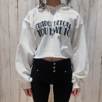 RIFF/リフ Riff ロゴ発泡プリント裏毛ショートパーカー スウェット プルオーバー スエット トレーナー Tシャツ トップス 綿 コットン 長袖 無地/507152765