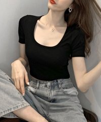 RIFF/リフ Riff UネックカラーTシャツ カットソー Tシャツ トップス シンプル ベーシック 半袖 無地/507152776