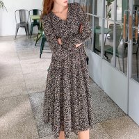 RIFF/リフ Riff 小花柄シフォンワンピース ロングワンピース フリル Vネック フラワープリント 長袖 総柄/507152792