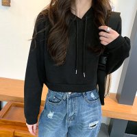 RIFF/リフ Riff ショート丈パーカー スウェット ショートパーカー プルオーバー トップス 韓国 シンプル ベーシック カジュアル フェミニン きれいめ 長袖 無/507152813