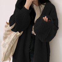 RIFF/リフ Riff 袖ボリュームロングニットカーディガン ガウン 羽織り シンプル ベーシック オーバーサイズ ゆったり 大きいサイズ 長袖 無地/507152823