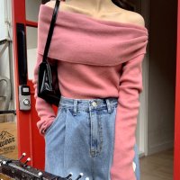 RIFF/リフ Riff オフショルダートップス リブ編み オフショルダー オフタートル セーター ニット トップス 長袖 無地/507152884