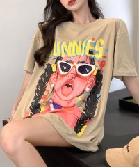 RIFF/リフ Riff 前後BIGプリントデザイン プリントTシャツ オーバーサイズ 半袖 プリントT ロンT クルーネック オーバーサイズ 大きいサイズ ビッグサイズ/507152918