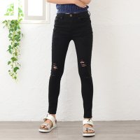 RIFF/リフ Riff コーデにエッジを効かせる、ストレッチダメージデニムスキニーパンツ ロングパンツ ジーンズ Gパン デニム ズボン ボトム 美脚 美尻 無地/507152975