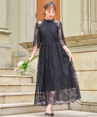 GIRL/ガール GIRL ハイネック5分袖総レースミモレ丈結婚式パーティードレス/507153509