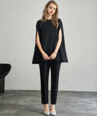 Flolia/フロリア Flolia 【自宅で洗える】ポンチョ型プチハイネックブラウス＆テーパードパンツの2点セット/507153811