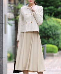 Flolia/フロリア Flolia ツイードノーカラーダブルジャケット・フレアワンピースの2点セットアップセレモニースーツ/507153878