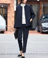 Flolia/フロリア Flolia ノーカラーAラインジャケット・テーパードパンツの2点セットアップセレモニースーツ【洗える】/507153899