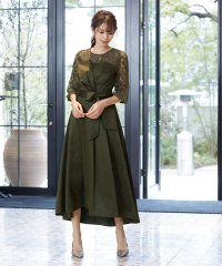 GIRL/ガール GIRL レース切替えビスチェ風フレアイレギュラーヘム結婚式ワンピースドレス/507153917
