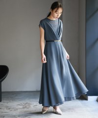 GIRL/ガール GIRL パールベルト付きカシュクール風レース切替ロングフレア結婚式パーティードレス/507153932