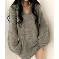 Girly Doll/ガーリードール Girly Doll Vネックルーズニットトップス/507156428
