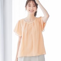 Alotta/入学式卒業式に！アクセ付シフォンタックブラウス/507159706