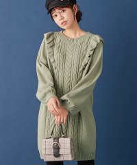 Alotta/アロッタ Alotta フリルデザインケーブル柄ミニワンピース/507160579