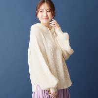 Alotta/ケーブル編ふんわりニットパーカー/507160597