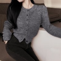 Zoe Jenko/ゾエ ジェンコ Zoe Jenko リブニットクルーネックカーディガン 10298/507161691