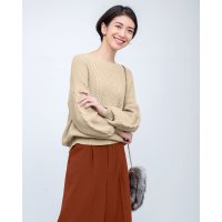 DoCLASSE/ドゥクラッセ DoCLASSE ケーブル編み・バックデザインセーター/507164917