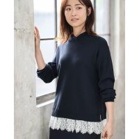 DoCLASSE/ドゥクラッセ DoCLASSE 総針編み・裾レースニットパーカー/507165337