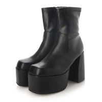 Mafmof/マフモフ Mafmof Mafmof(マフモフ)11.5cmバルキーヒールプランプストレッチショートブーツ/507173164