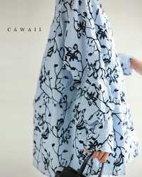 CAWAII/カワイイ CAWAII 黒花浮かぶ切り替えタックのストライプシャツトップス/507174504